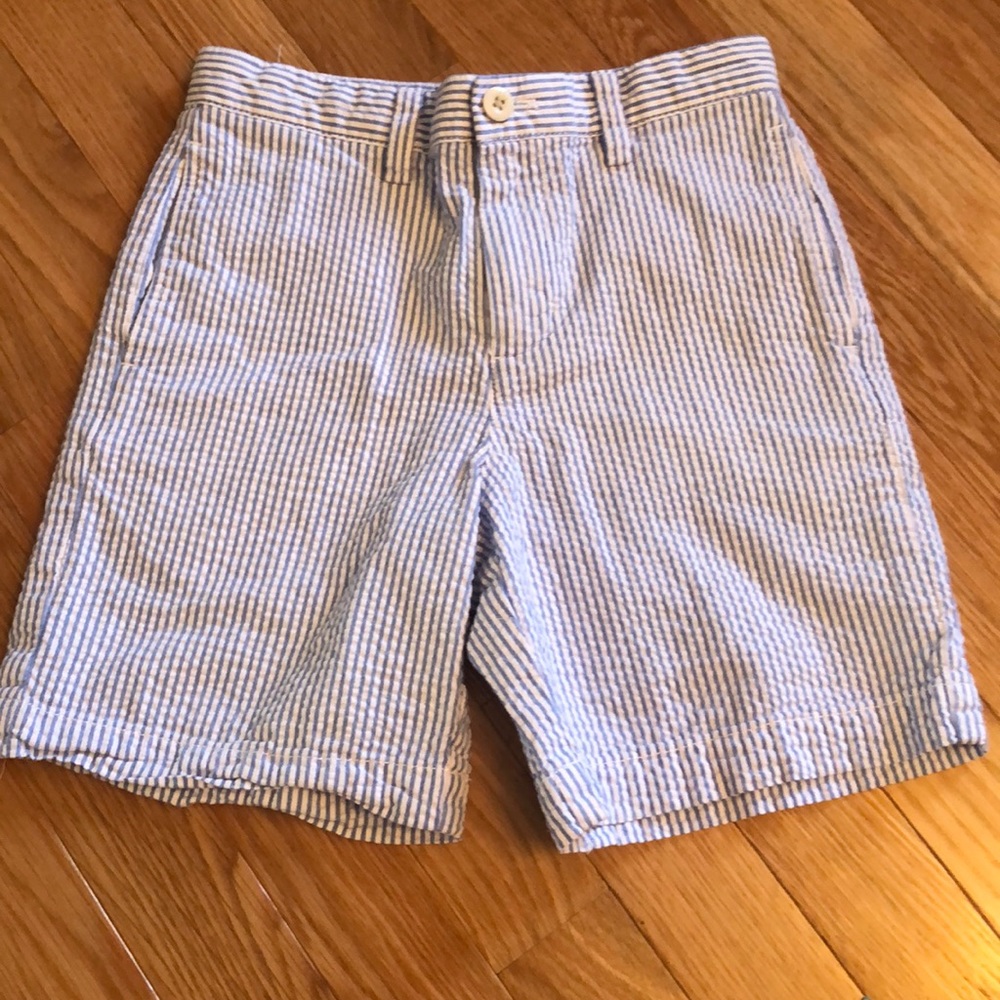 Boys blue seersucker shorts